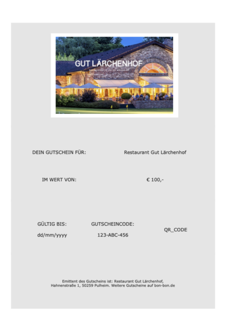 Restaurant-Gutschein für Gut Lärchenhof