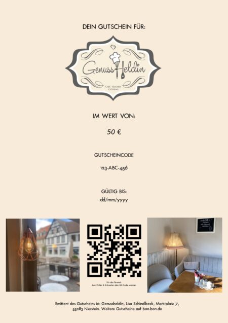 Restaurant-Gutschein für Café Genussheldin