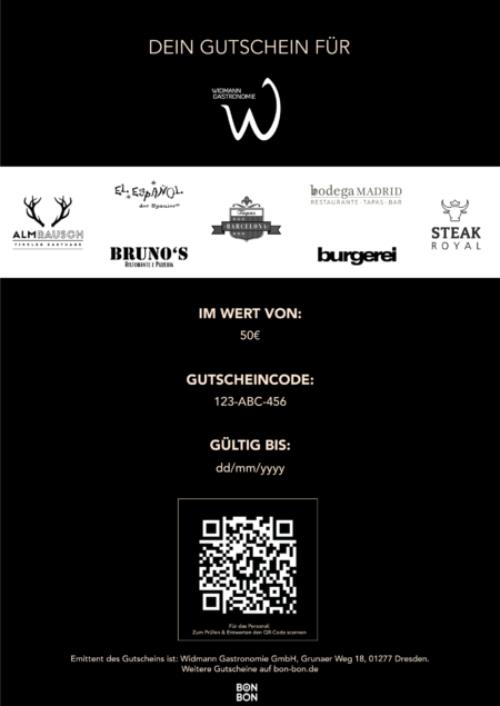 Restaurant-Gutschein für Widmann Gastronomie